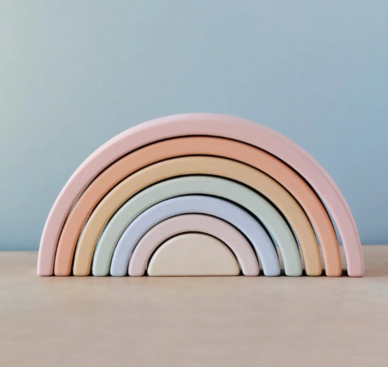 Wooden Baby Toys, Wooden Rainbow Toy, Montessori Toys, Wooden Puzzle, Waldorf Toys, Wooden Rainbow Arch, Christening Gifts, Sensory Toys image 1