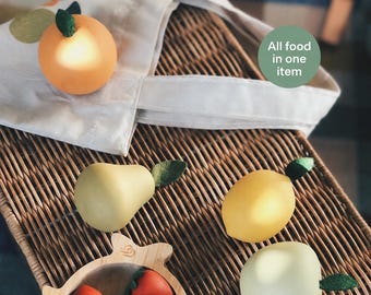 Wooden Fruits Toys, KItchen Play Food Set, Open Ended Game, Toys for Ages 3+