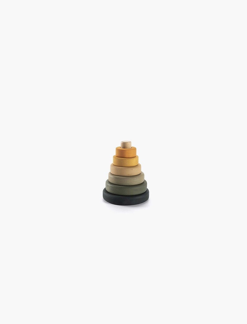 Mini Ring stacker Wooden pyramid toy Jungle image 1