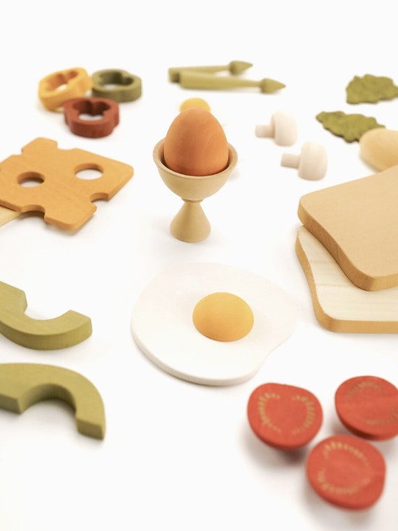 Set da gioco con cibo: set di giocattoli con cibo in legno/Giocattoli in  legno per bambini/Giocattoli da cucina/Giocattolo per colazione vegetariana  -  Italia