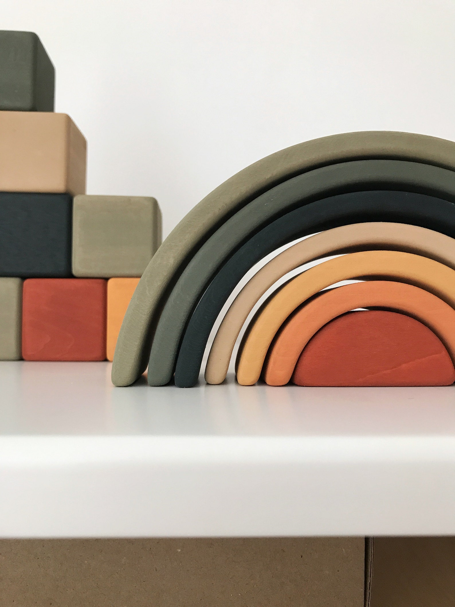 Wooden Rainbow Mini Arch Stacking Toy Jungle Etsy