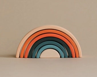 Wooden Rainbow mini | Arch stacking toy | Tropics