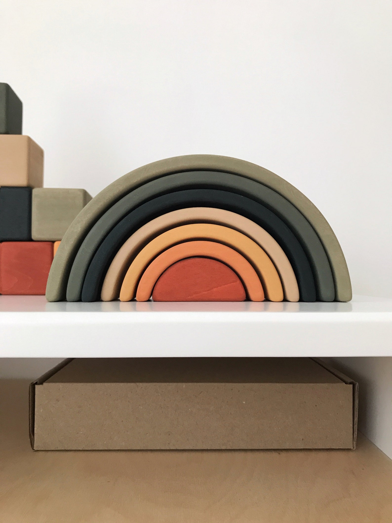 Wooden Rainbow Mini Arch Stacking Toy Jungle Etsy