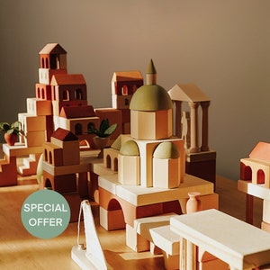 Bouwstenenset "Italië. Acient City", Educatieve activiteit voor kinderen, Houten speelgoed, Montessorispeelgoed, Fantasiespel, Waldorf speelgoed, 3+ jaar oud speelgoed