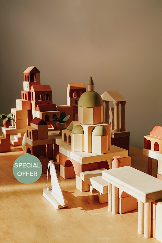 Building Blocks Set "Italy. Acient City", Kid Educational Activity, Wooden Toy, Montessori Toy, Pretend Play, Waldorf Toy, 3+ Years Old Toys