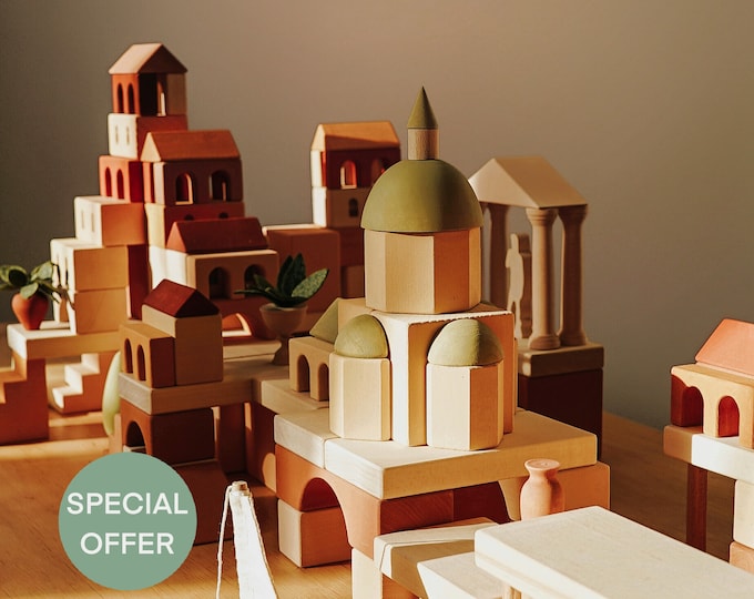 Building Blocks Set "Italy. Acient City", Kid Educational Activity, Wooden Toy, Montessori Toy, Pretend Play, Waldorf Toy, 3+ Years Old Toys