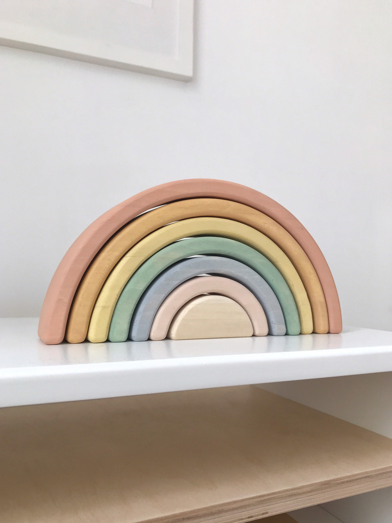 Wooden Rainbow Toy Arch Stacker From Wood Gift for Child Etsy