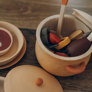 Wooden Play Food Set: Montessori Kitchen Toys for Pretend Play, 3+ Years Old Gift