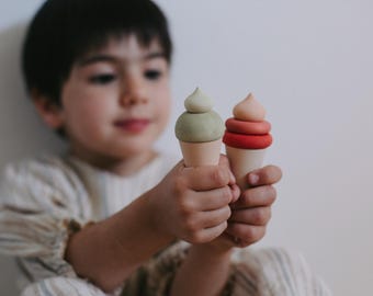 Wooden Baby Toys, Wooden Play Food, Ice Cream Toy, Christening Gifts, Montessori Baby Toys, Toddler Toys, Miniature Food, Waldorf Toys