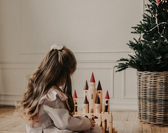 Nutcracker Castle Wooden Building Blocks, Christmas Figurines Playset