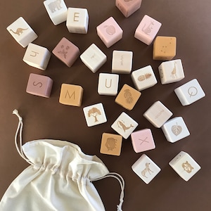 Wooden ABC Blocks: Pink English Alphabet Learning Toy