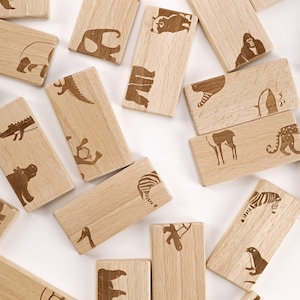Wooden Domino game | Animal Domino play |