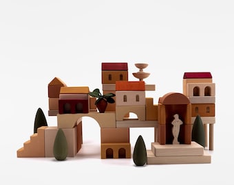 Wooden Italian Courtyard Blocks: Montessori Toys, Waldorf Toys