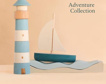 Wooden Transportation Toys, Adventure Play Set, Storytelling Toys, Open Ended Play, Gift for Kids 3+