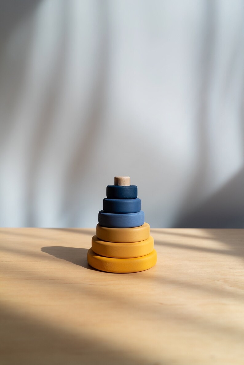Mini Ring Stacker Blue and Yellow image 1