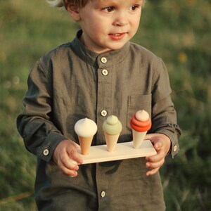 Wooden Play Food, Ice Cream Toy, Educational Toys, Montessori Sensory Play, Pretend Play Set, Wooden Blocks For Kids, Waldorf Learning Toys