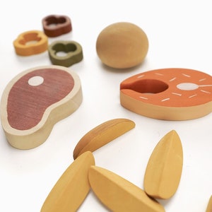 Play Food Set: Wooden food toy sets Wooden toys for kids Kitchen play toys Dinner food set image 9