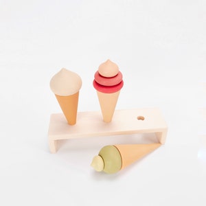 Wooden Play Food, Ice Cream Toy, Wooden Baby Toys, Christening Gifts, Montessori Baby Toys, Toddler Toys, Miniature Food, Waldorf Toys image 4