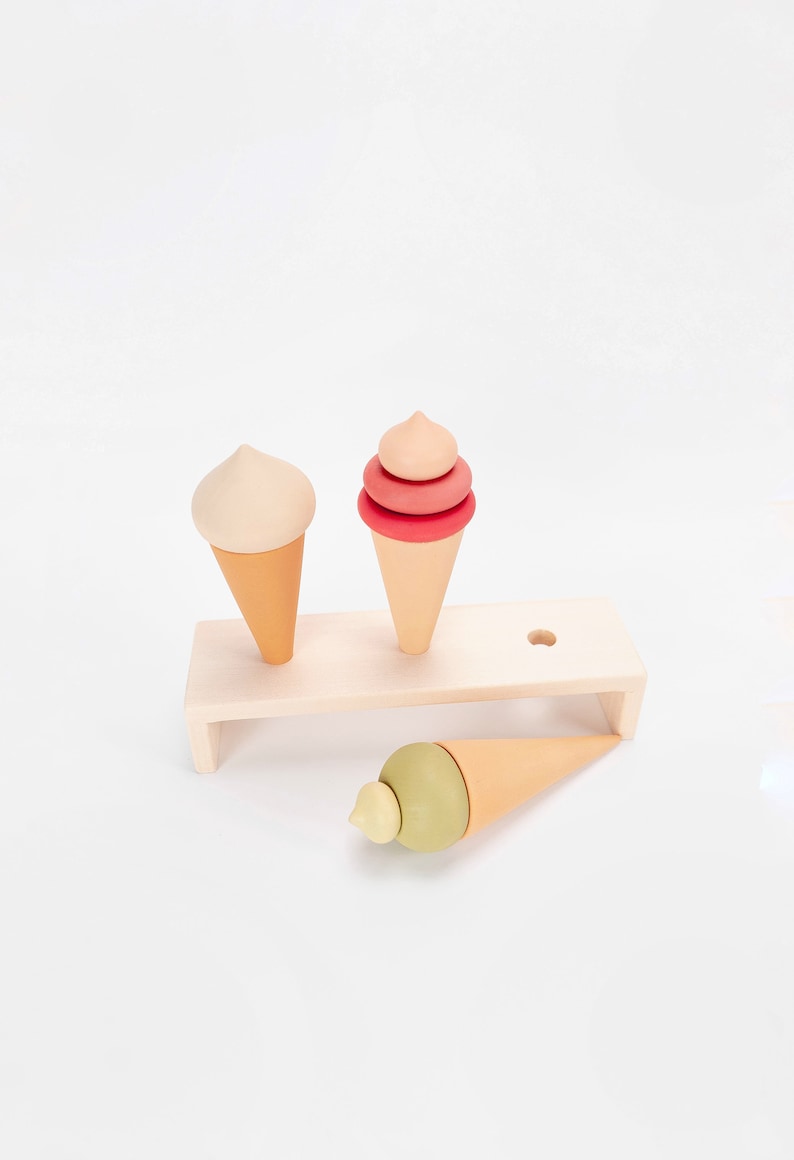 Wooden Play Food, Ice Cream Toy, Wooden Baby Toys, Christening Gifts, Montessori Baby Toys, Toddler Toys, Miniature Food, Waldorf Toys image 4