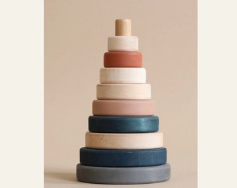 Wooden ring stacker toy Stacking toy Baby gift Stacking rings eco toys for kids