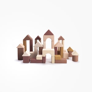 Wooden bocks set Castle wooden stack toy Eco toys for girls
