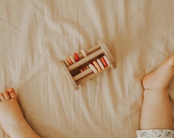 Wooden Baby Rattle: Baby First Christmas Gift, Montessori and Sensory Toys