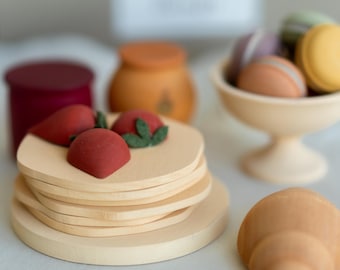 Wooden Play Food Set: Pretend Dessert Toys