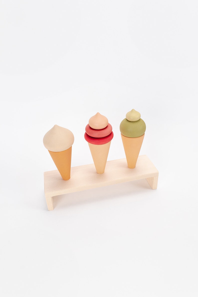 Wooden Play Food, Ice Cream Toy, Wooden Baby Toys, Christening Gifts, Montessori Baby Toys, Toddler Toys, Miniature Food, Waldorf Toys image 5