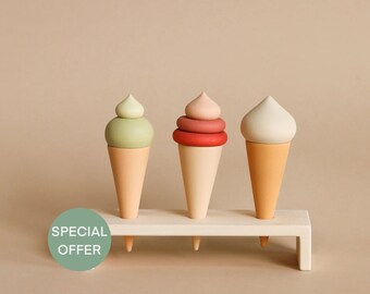 Wooden Ice Cream Toy, Montessori Play Food