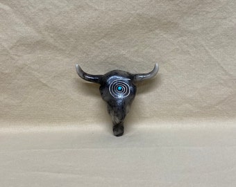 Native American Acoma steer head magnet with sun dagger