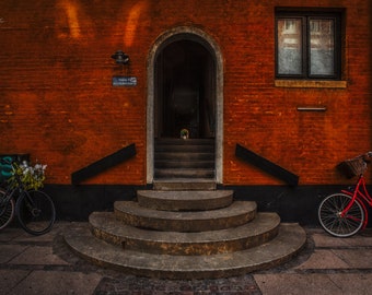 Bicycle Wall Art - Copenhagen Denmark - Copenhagen Wall Art - Denmark Photography Print - Bicycle Print - Door Photography - Street Photo