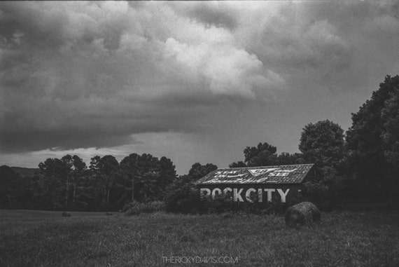 Rock City Barn In Tennessee Black And White Film Photography Etsy