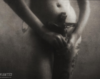 Gothic Wall Art - Crucifix Wall Art - Gothic Woman Print - Gothic Home Decor - Crucifix Print - Film Photography - Macabre Wall Art