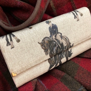 Dressage Leather Purse Horse Riding Equestrian Equine Hunting Rider Wallet Handbag Gift Birthday Anniversary Country Hack Ride Money Clutch