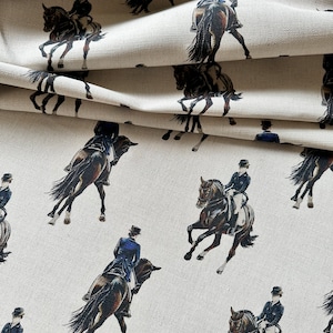Dressage Fabric Horse Riding Equestrian Equine Soft Furnishings Curtains Projects Per Metre Rider Eventing Upholstery Home Decor Linen Made