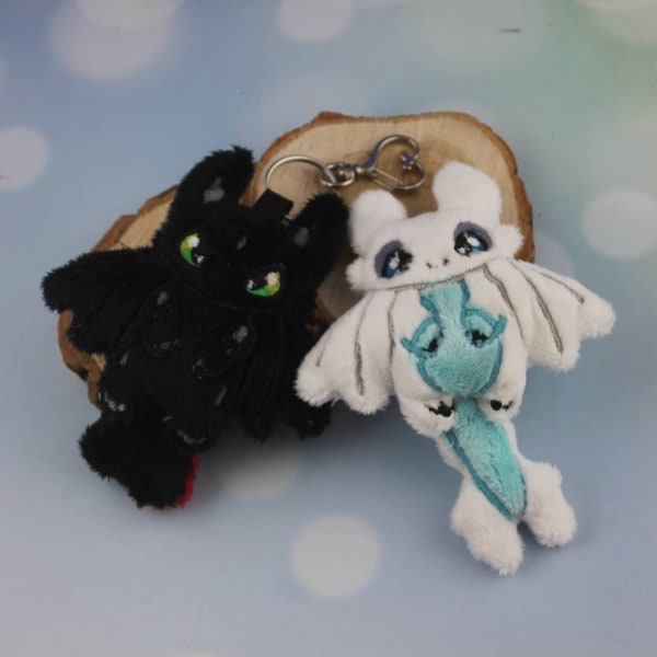 Night and Light  Dragon Custom   Plush Keychain