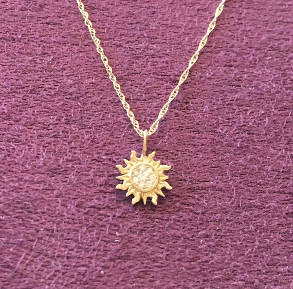 Here Comes The Sun 14k Diamond Pendant Necklace - Diamond Sun Pendant Necklace Here Comes The Sun 14k Diamond Pendant Necklace - Diamond Sun Pendant Necklace