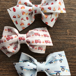 Firefighter hair bow, police officer hair bow, headband, fire trucks, police cars,