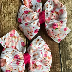 Pink piggy hair bows, piggy tail hair bows, pig hair bow, farm animal hair bow