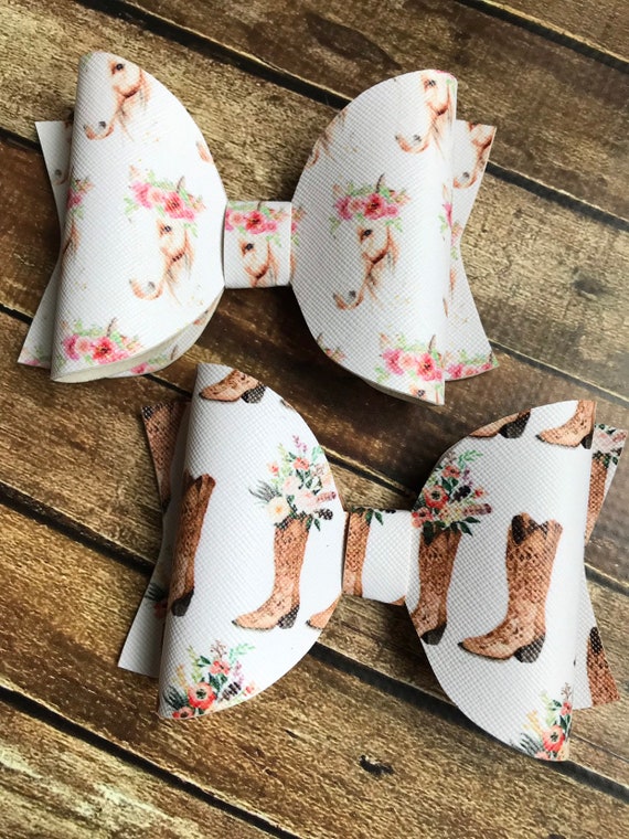 Country hair bows, horse hair bows, cowgirl boot hair bows, western boots