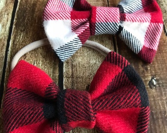 Buffalo plaid headband, plaid headband, flannel hair bows, Christmas headband