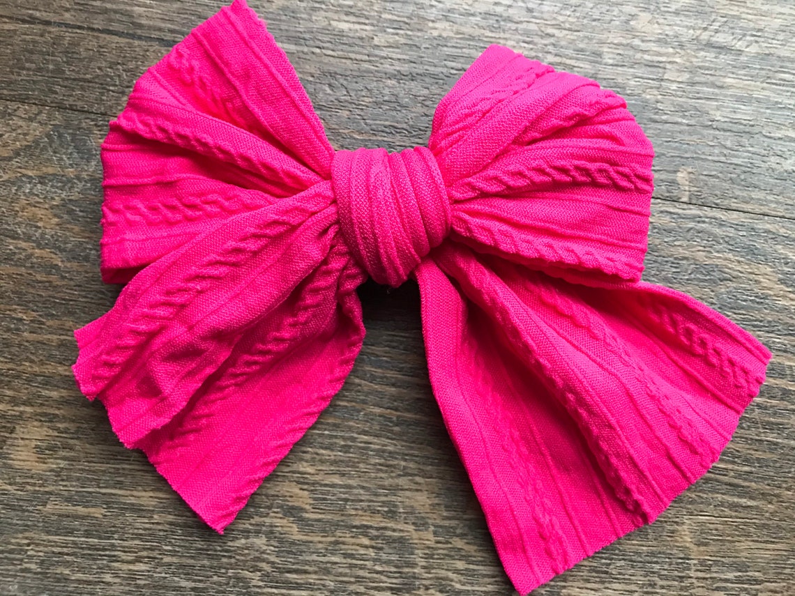 Braided Knit Nylon Hair Bows Nylon Headband Etsy