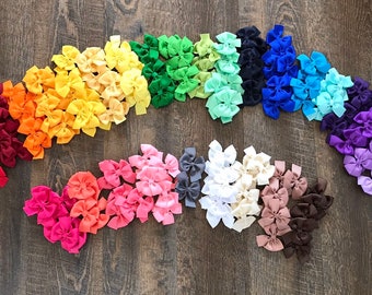 Solid color piggy tail hair bows,