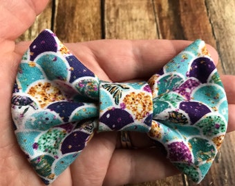 Mermaid scale hair bow, mermaid hair bow, fabric hair bow, mermaid headband