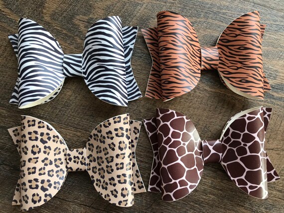 Animal print hair bows, headbands, giraffe print hair bow, cheetah print hair bow, tiger print hair bow, zebra print hair bow, faux leather