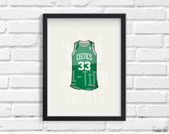 Boston Celtics Jersey Art Print (1986), Small Sports Illustration, Perfect Small Gift for Basketball Fan