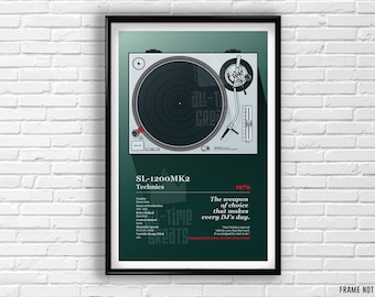 Technics SL-1200 MK2 poster: an iconic tribute to hip-hop enthusiasts