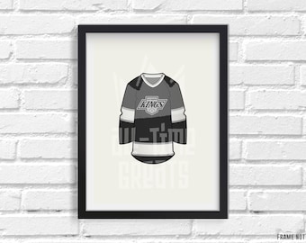 Los Angeles Kings Jersey Art Print, Small Vintage Sports Illustration, Perfect Small Gift for Hockey Fan