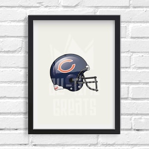 Chicago Bears NFL Casque Print - Football Fan Art & Decor, Petit cadeau parfait pour les fans de football