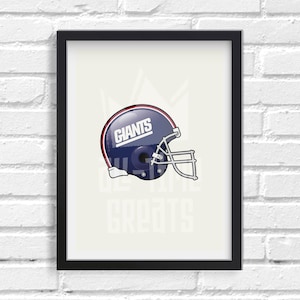 New York Giants Helmet Art Print, NFL Football Illustrated Print, Perfect Small Gift for Football Fan